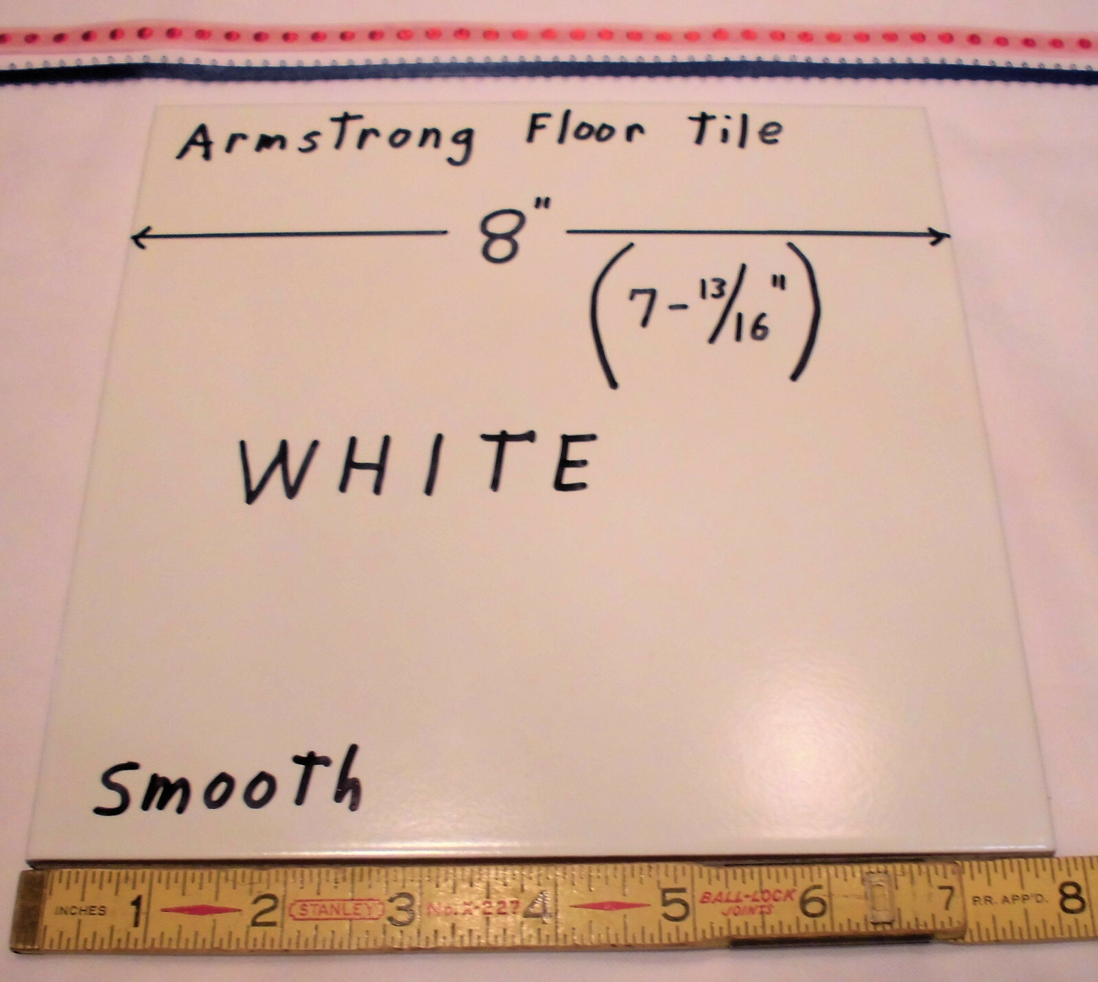 1 pc. Bright White* Ceramic Floor Tile 8″ X 8″ by Armstrong Co. Smooth NEW
