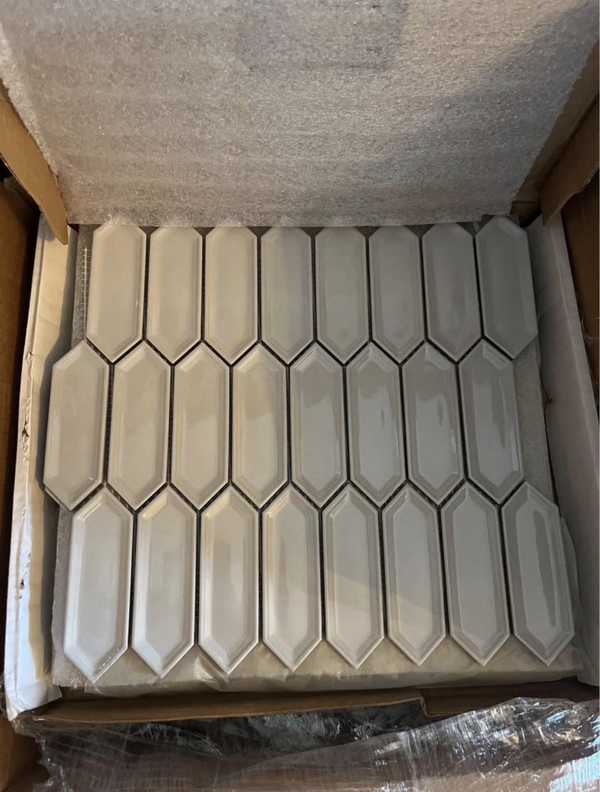 NEW Forio 1.2” x 4.2” Picket Grey Glossy Porcelain Mosaic Tile Gray 4.8 Sq Ft