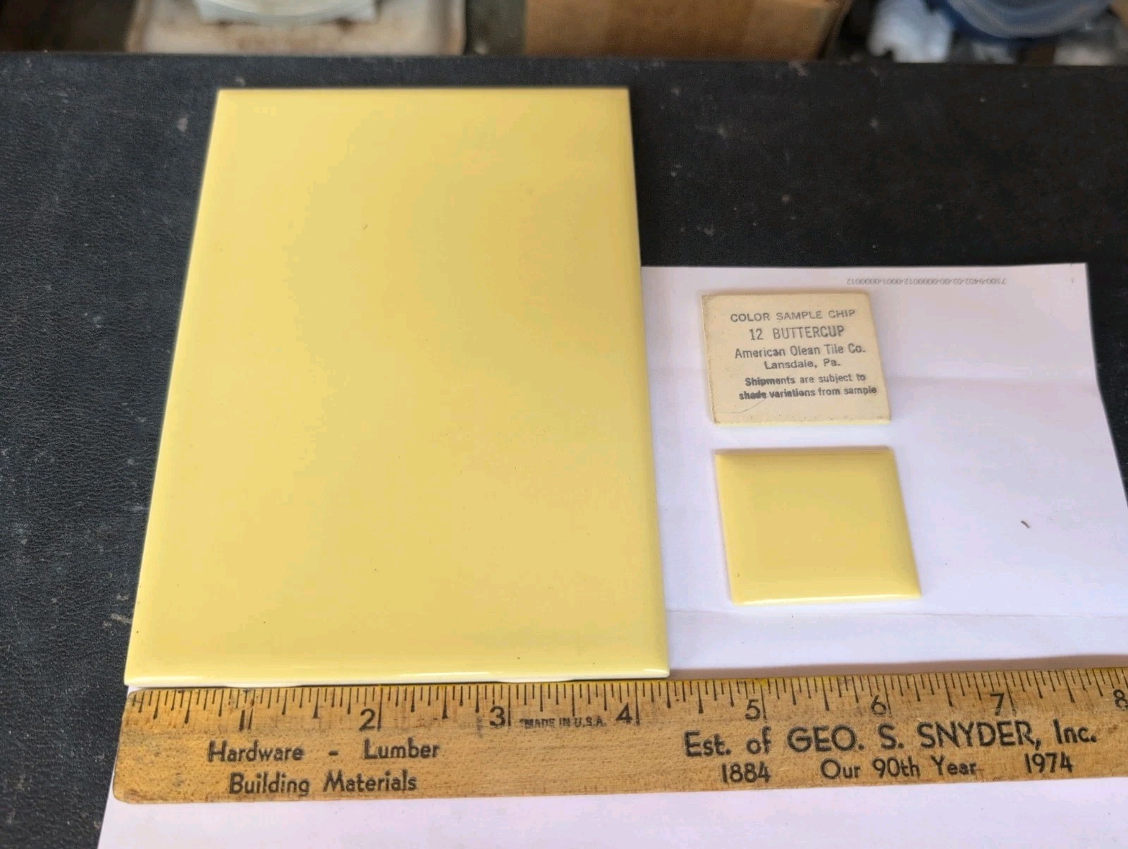 1 pc of American Olean Ceramic Tile 4-1/4″X6″ NEW Bright Buttercup Yellow Glossy