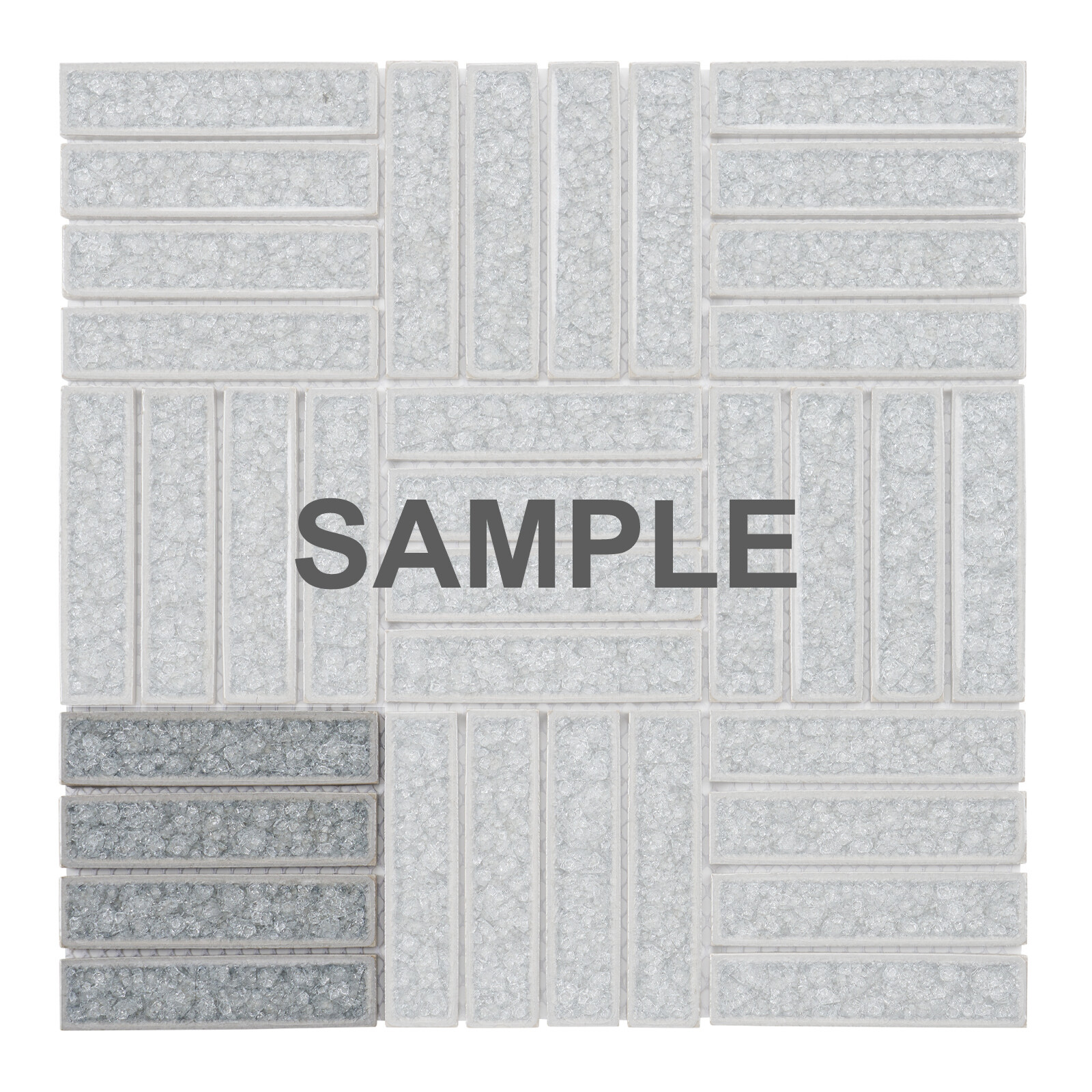 Gray Blue Crackle Glass Basketweave Parquet Mosaic Tile Kitchen Wall Backsplash
