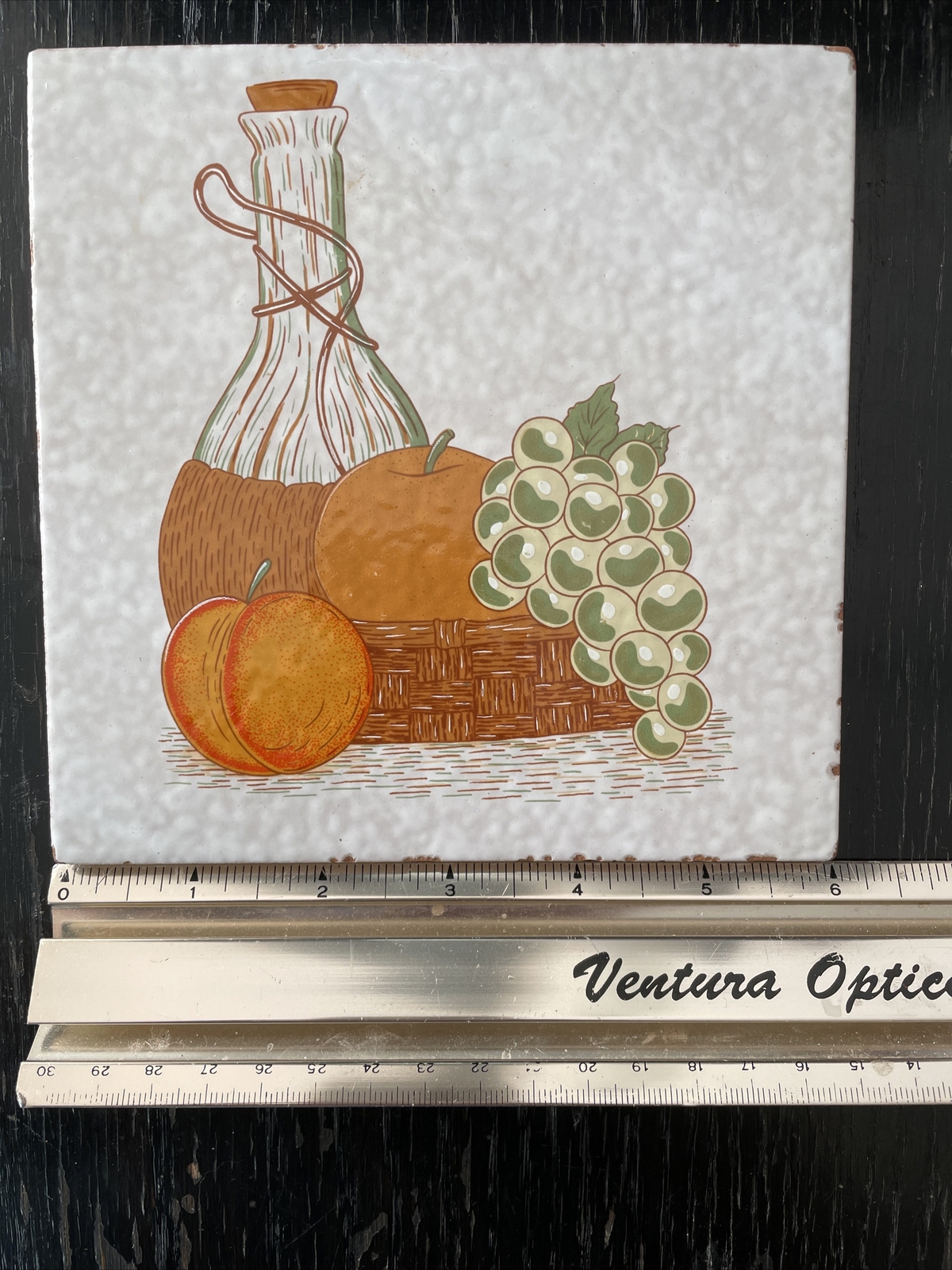 Wine Glass Bottle Grapes Decorative Wall Tile (1) Trivet Fruit Mexico Vitromex