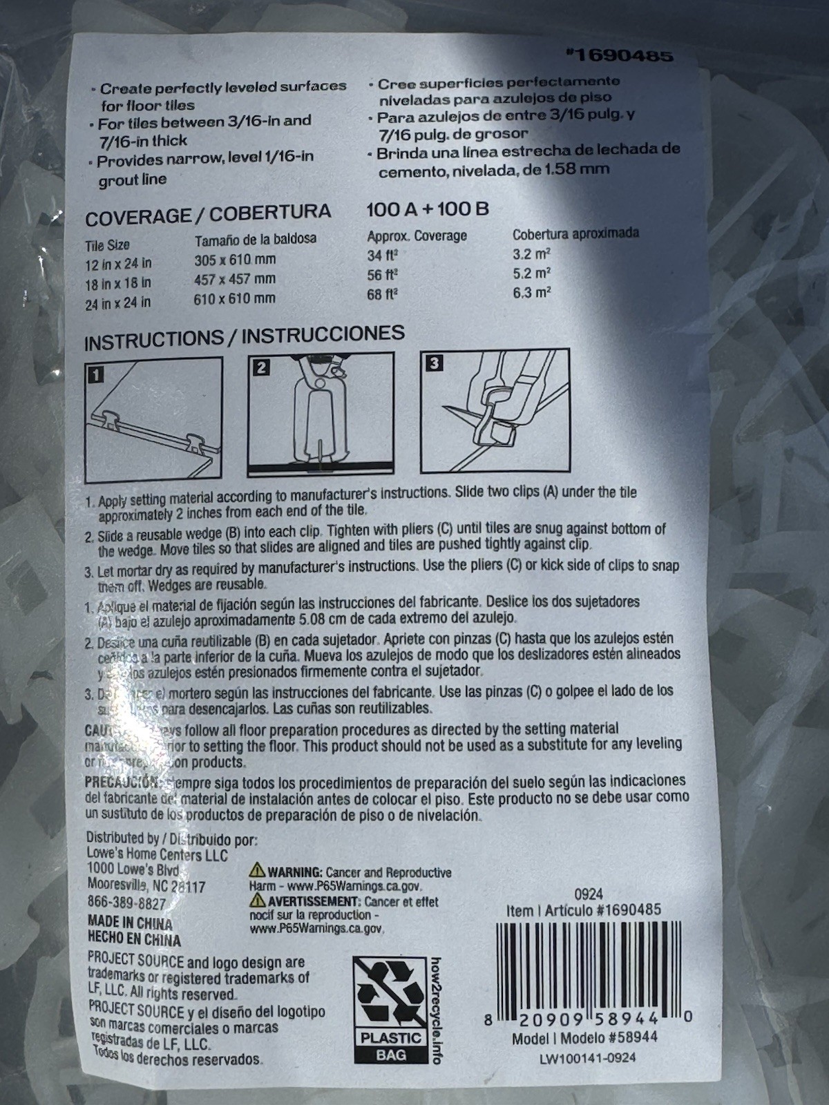 Project Source Curved A Tile Leveling System Clips 13 Bags 1,300ct Total