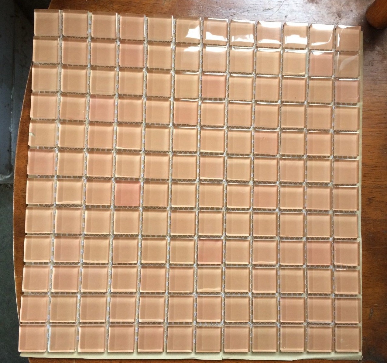 1″x1″ Crystal Glass Tile Mosaic Kitchen Bathroom Wall: light peach beige color