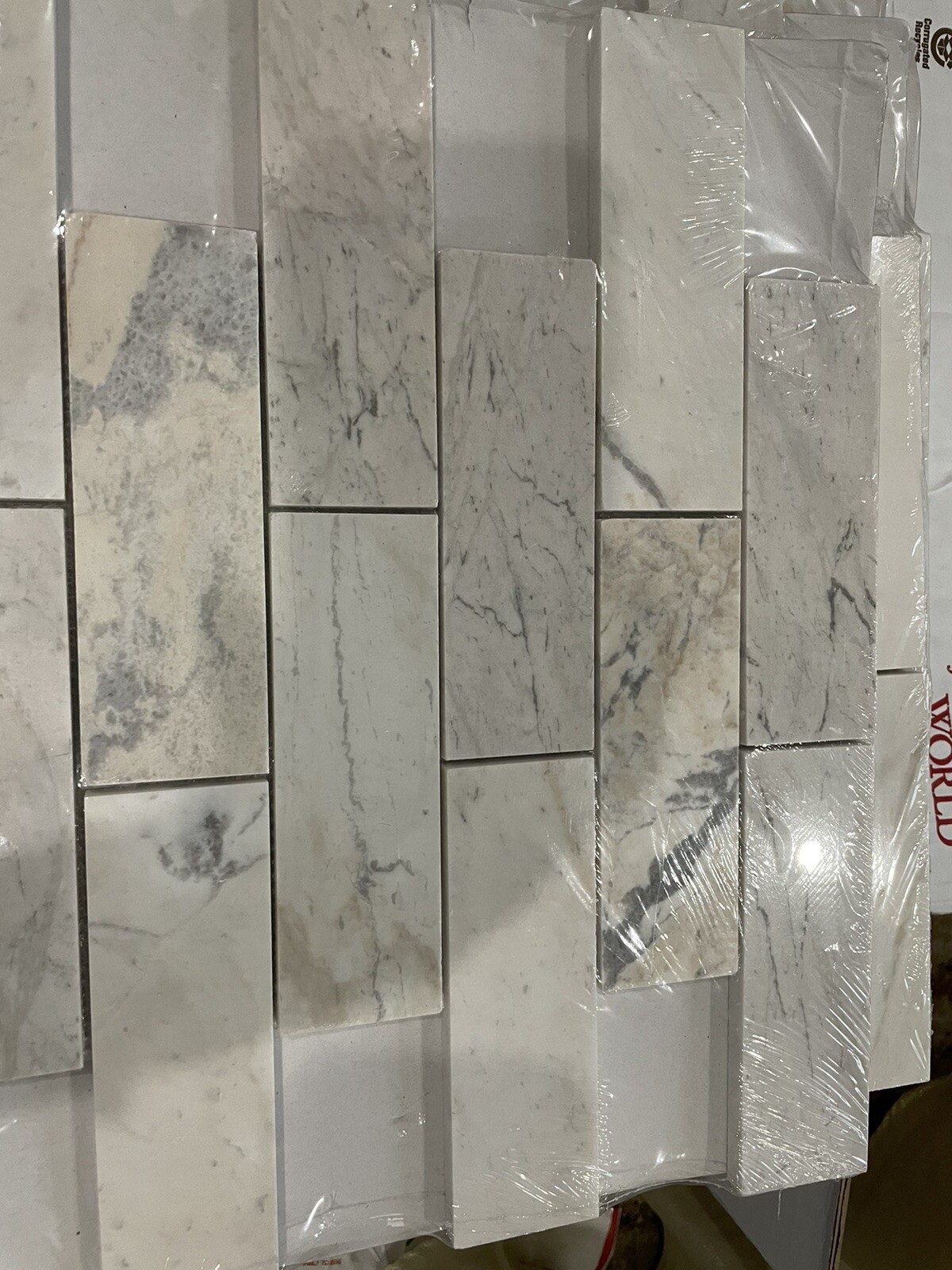 6x Angora Subway 11.81 in X 11.81 In. X 10 Mm Polished Marble Mosaic Tile 5.82SF