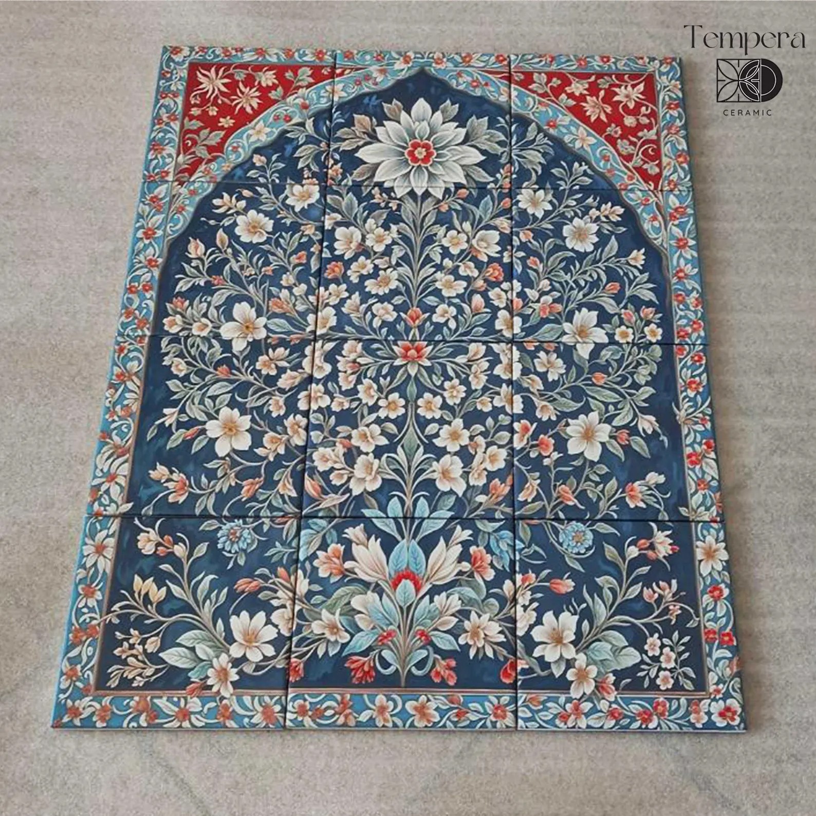 Arabic pattern tiles mural, tiles in middle-eastern style, accent tiles decor