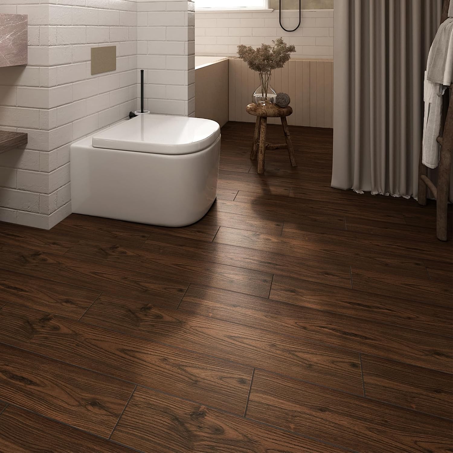 Red/Brown Peel and Stick Floor Tile 36”x6” Waterproof Vinyl Flooring Wood