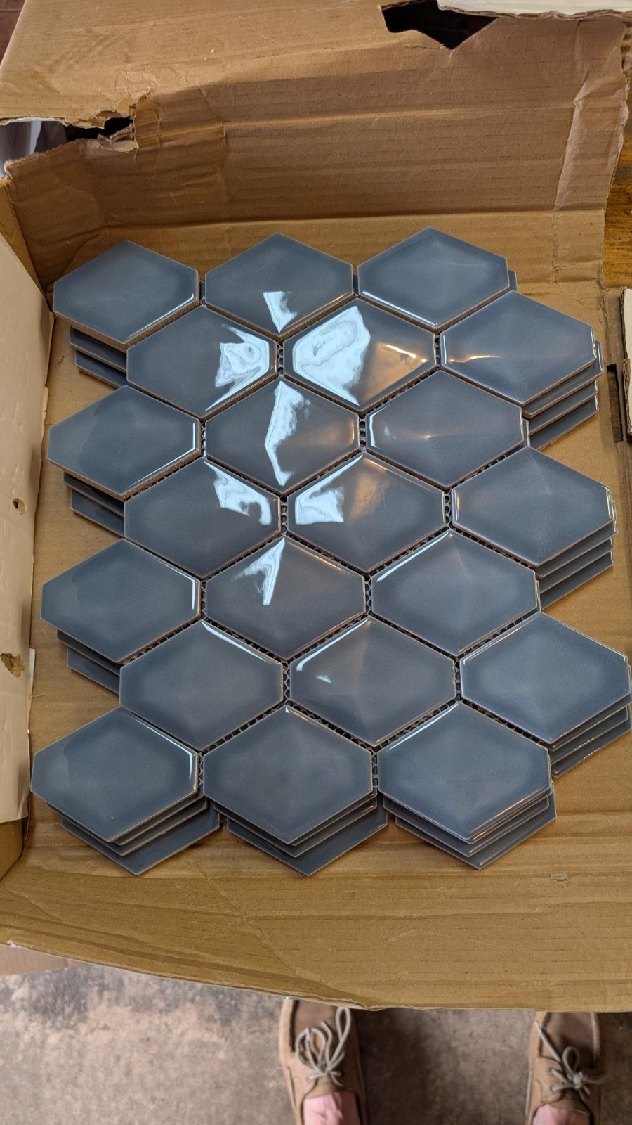 Brookline Diamond Coastal Blue 3×4 Glossy Ceramic Mosaic Tile – 4 pcs