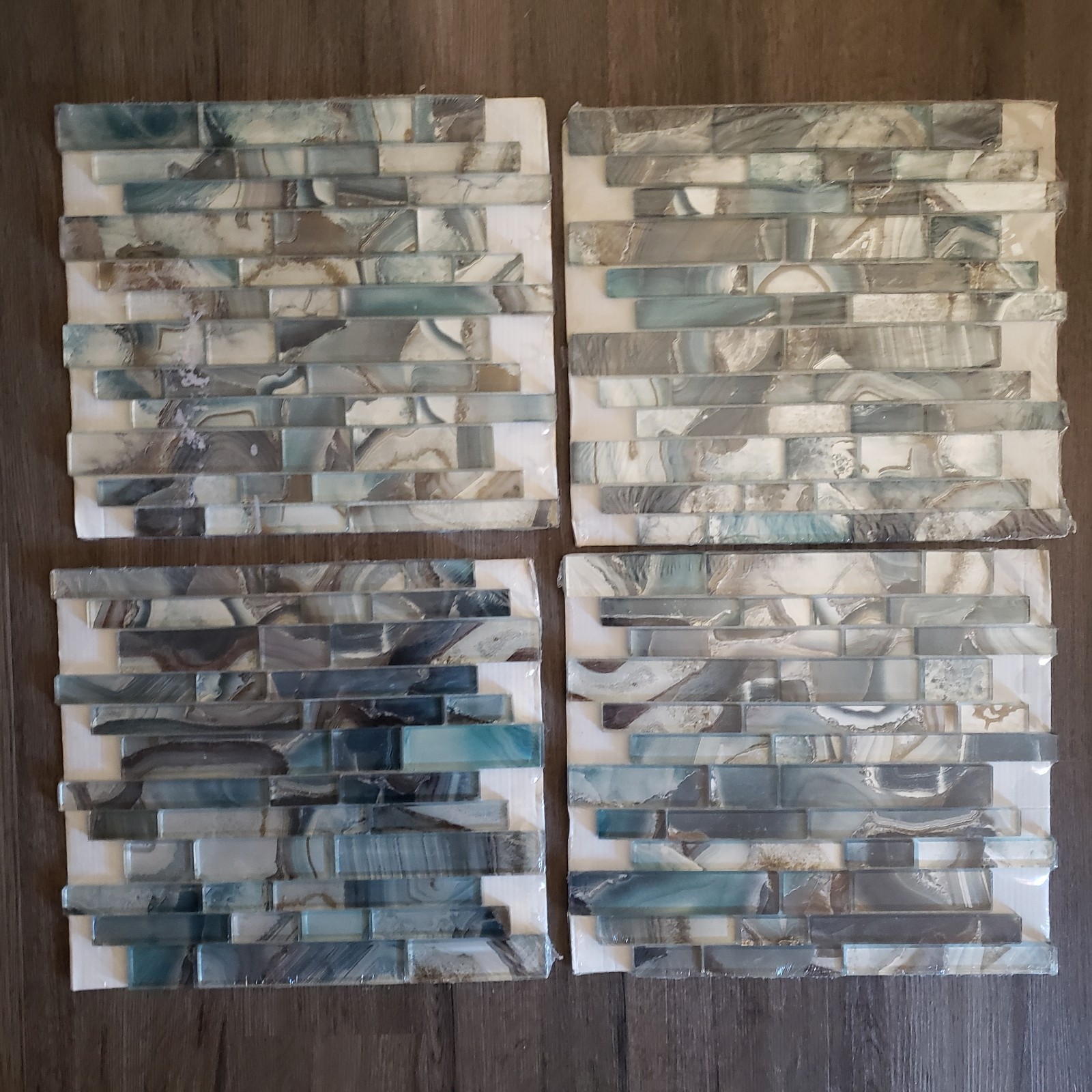 MS International Night Sky Interlocking Glass Wall Tile Lot Of 4 12×14″ Tiles