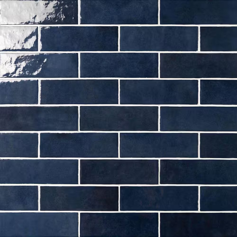 Cloe Subway Glossy Blue 2.5 In. X 8 In. Handmade-Look Ceramic Wall Tile (10.64 S