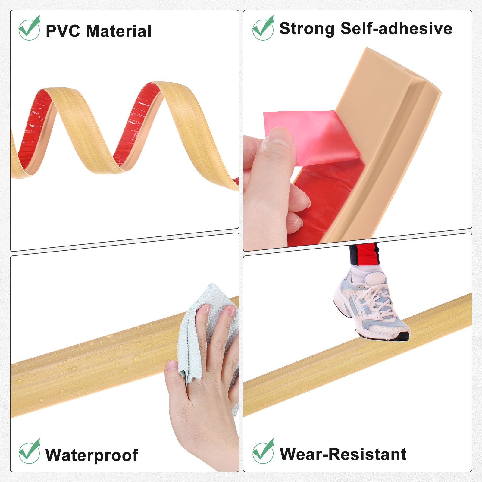 Floor Transition Strip, Floors Heights Within 3/5Inch(15mm)[Raw Wood Grain]