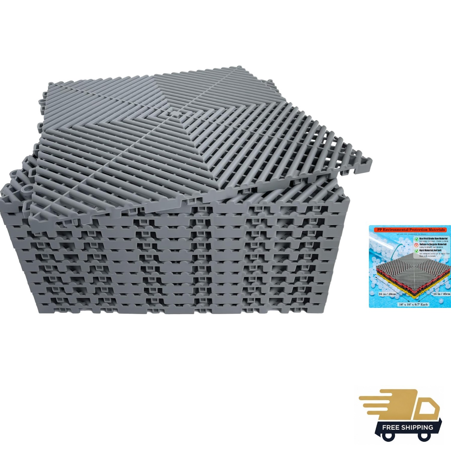 16″x16″ Interlocking Garage Floor Tiles – Easy Install with Drainage & Traction