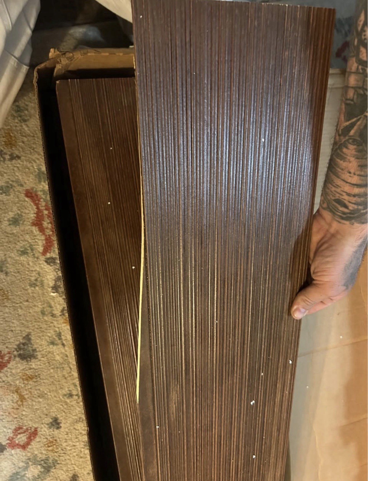 Brown Matte Solid Wood Flooring Planks 48x6in Micro-Beveled Nail Down Smooth