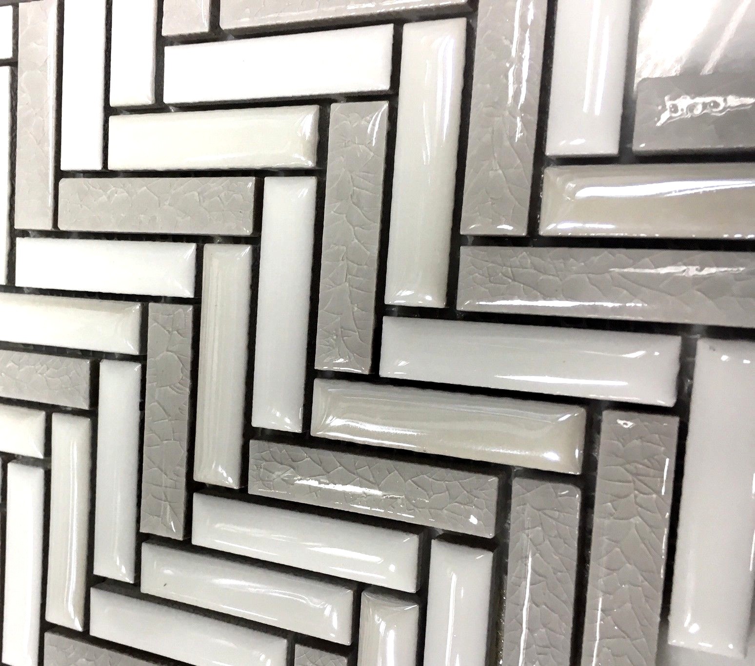 MultiColor Mini Brick Glossy Finish Crackled Ceramic Tile Backsplash Wall Mosaic