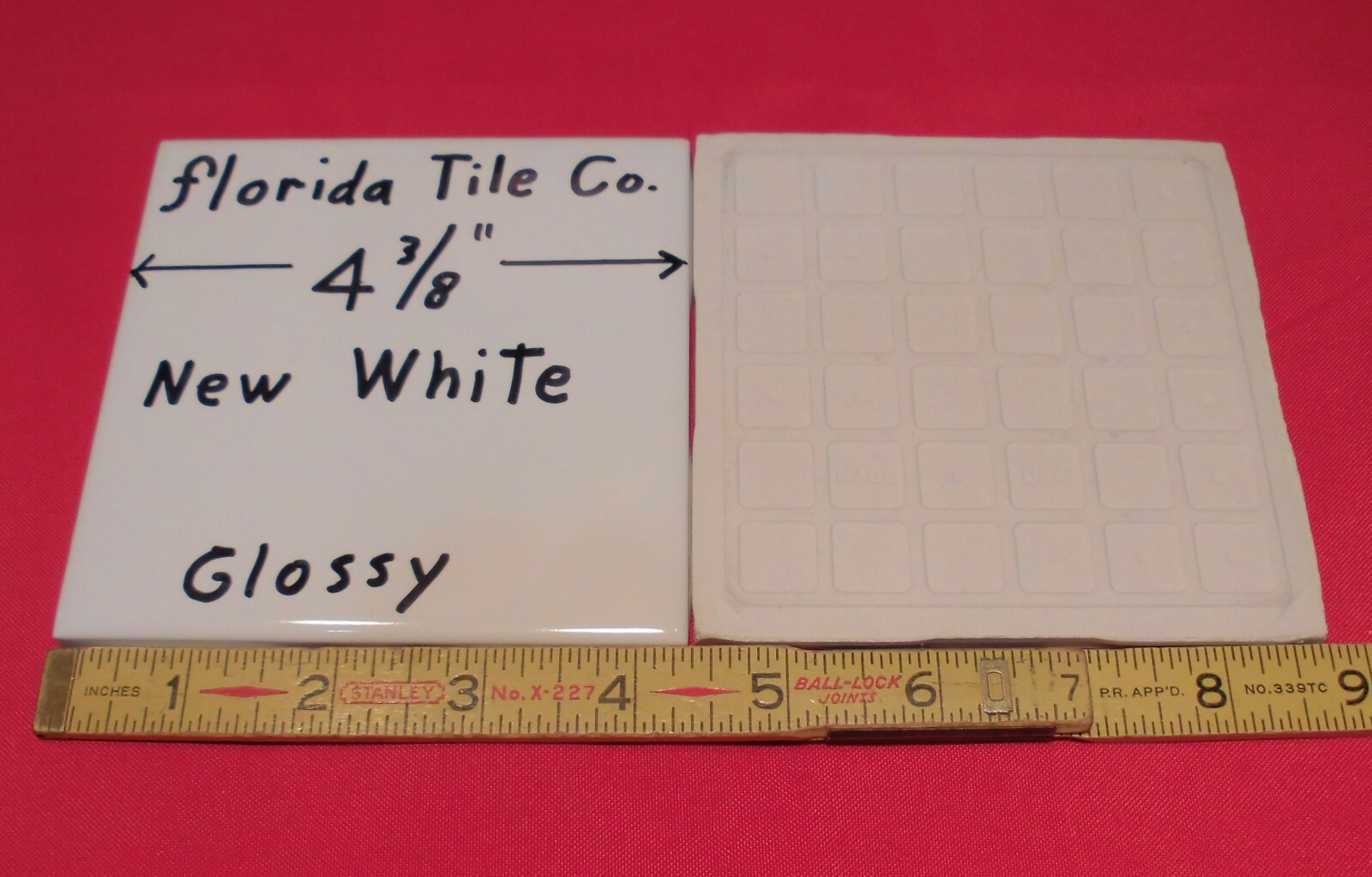 1 pc. 4-3/8″ *New White #100* Glossy Ceramic Wall Tile by florida Co. NOS
