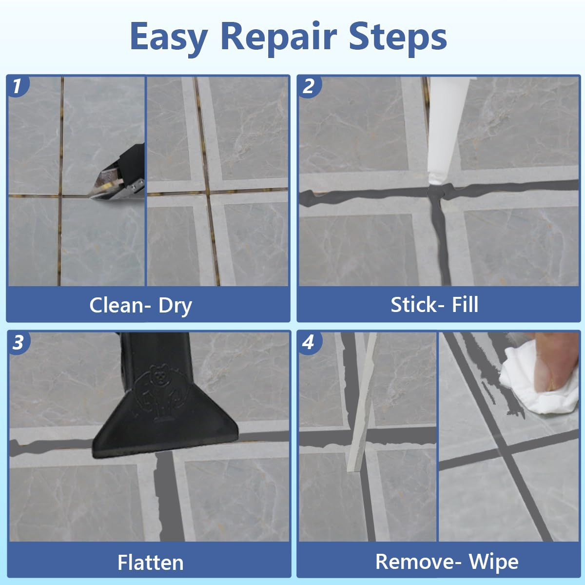 Tile Grout Repair Kit – Grout Filler, Grout Repair Paste with Silicone Trowel…