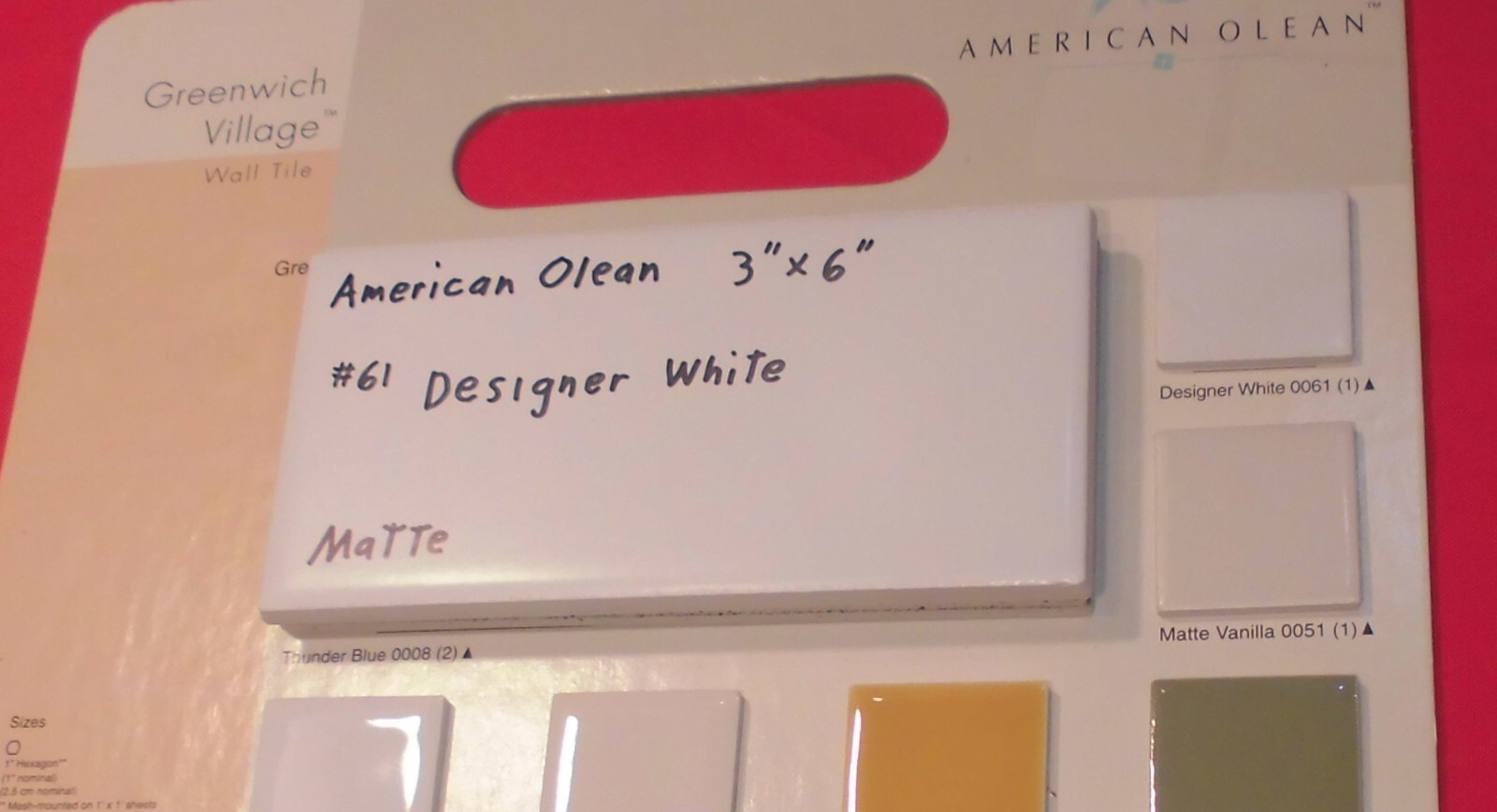 6 pieces: #61 Designer White: Matte Ceramic Subway Tiles by American Olean, NEW