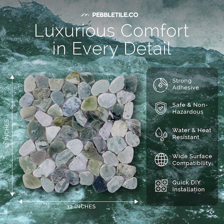 Ocean Green Sliced Pebble Mosaic Wall & Floor Tile ($14.57/SqFt)