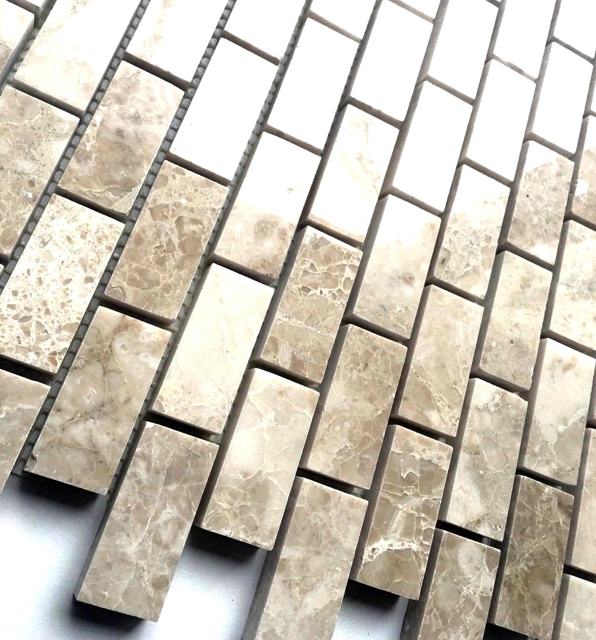 1×2 Cappucino Beige Polished Marble Mosaic Tile Backsplash Wall Floor Kitchen