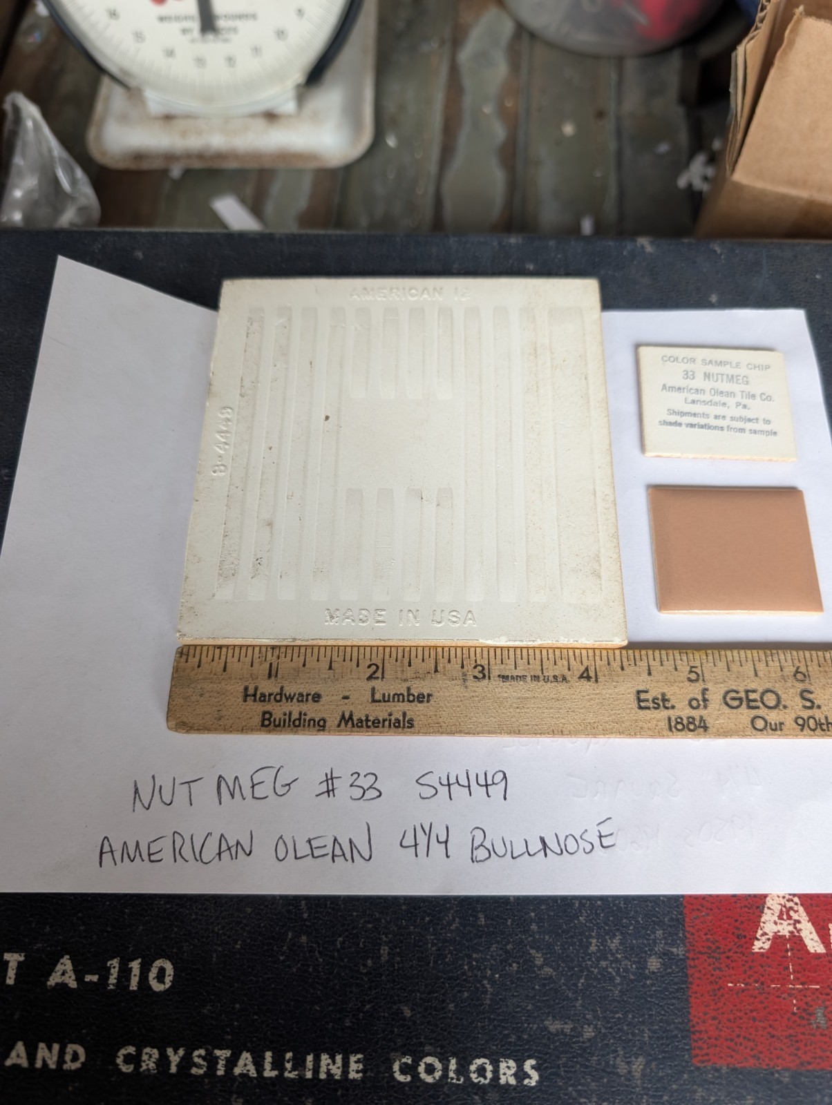 2 pcs American Olean Bullnose S4449 4-1/4″ Sq. Nutmeg #33 Glossy NEW Original
