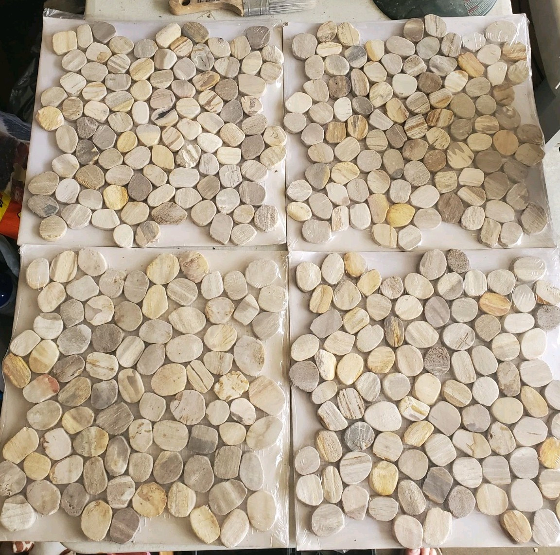 Lot Of 4 Shower Floor Stone Tiles 12×12