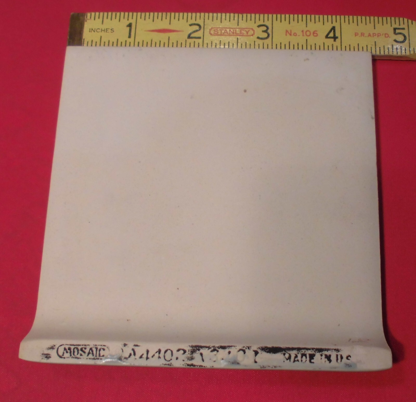 1 pc. Gray-Concrete Color: Matte Radius Bullnose Ceramic Tile 4-3/8″ Mosaic Co.