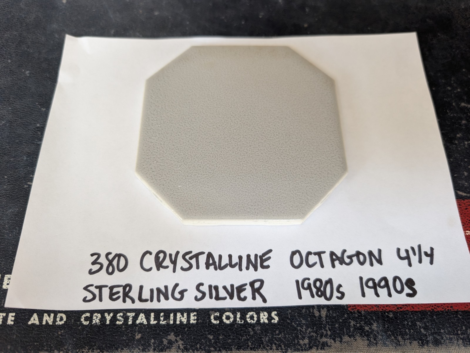 4 pc American Olean Ceramic Tile 4-1/4″ Crystalline Sterling Silver Octagon #380