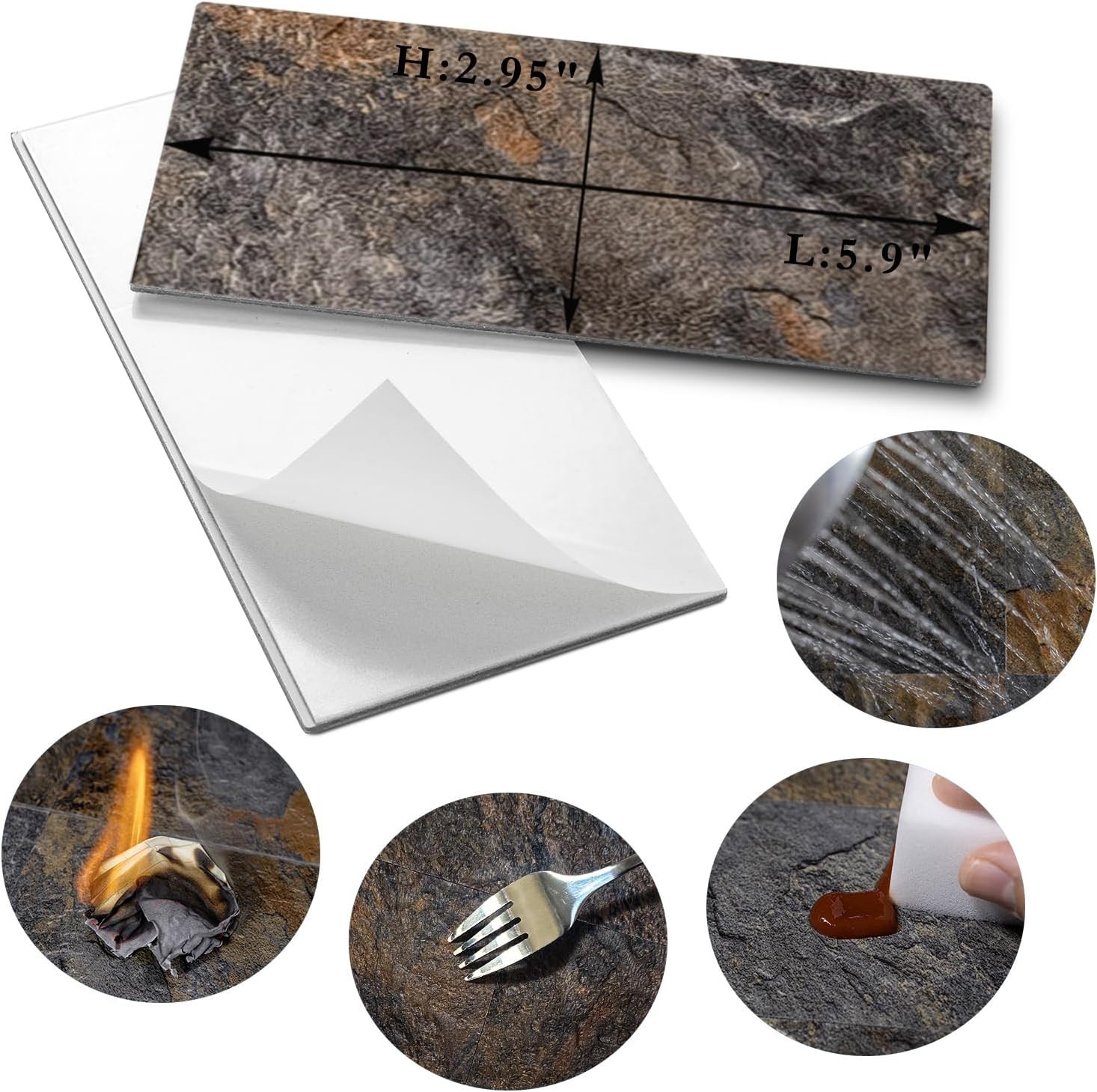 Rust Slate PVC Stick on Tiles for Kitchen, Bathroom, 100PC