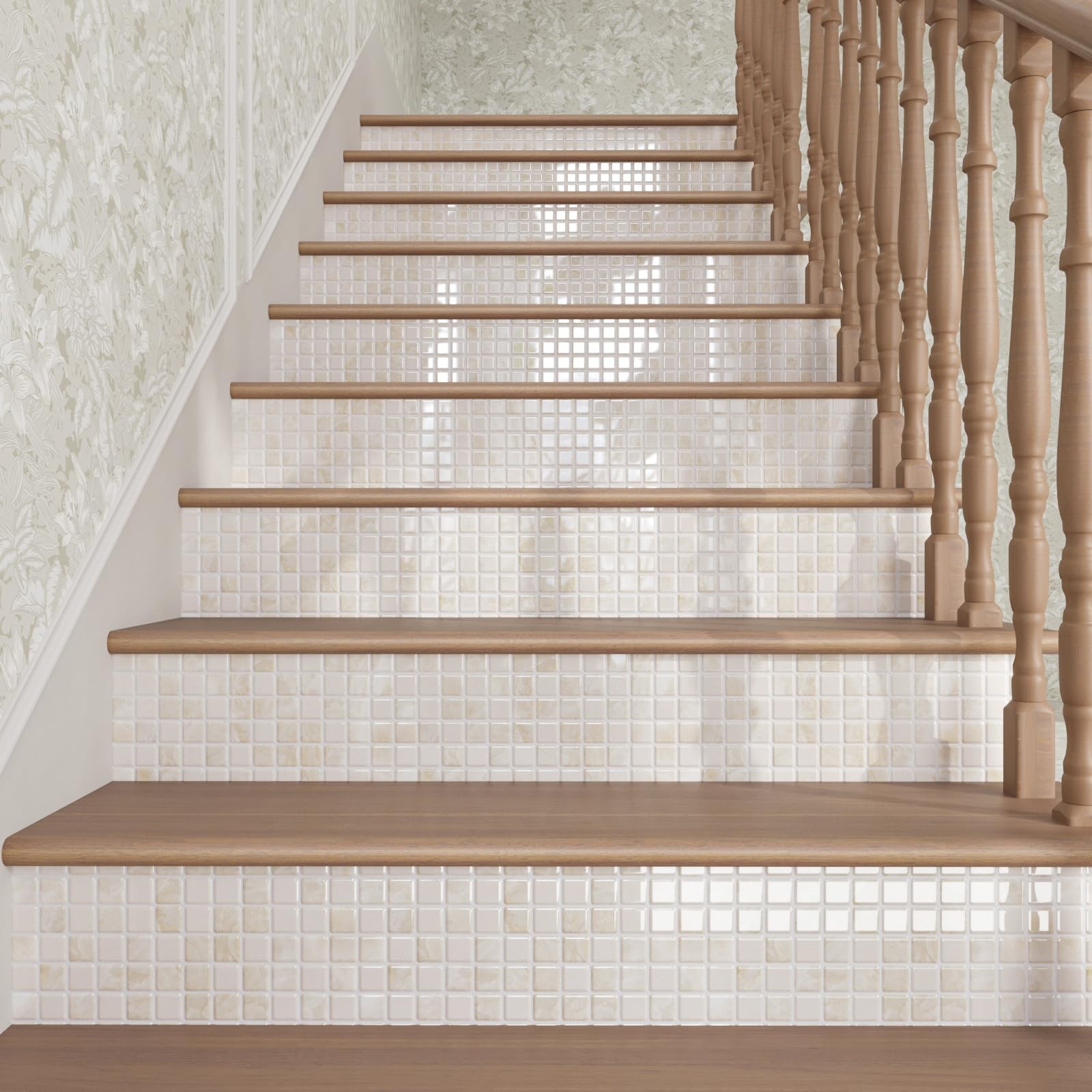 4 Sheets Beige Peel and Stick Backsplash Small Square Mosaic Stick on Tiles f…