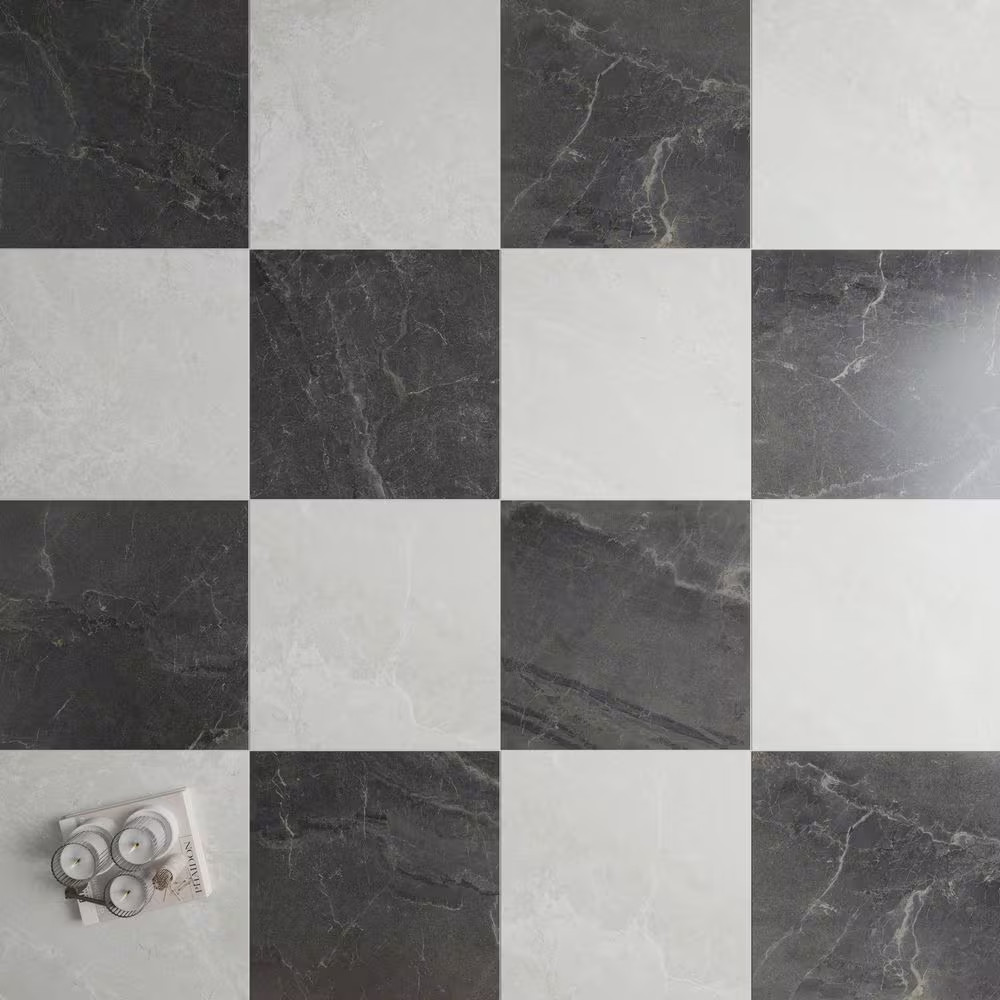 Spanish Noirblanc White 24 In. X 24 In. Matte Stone Look Porcelain Floor and Wal