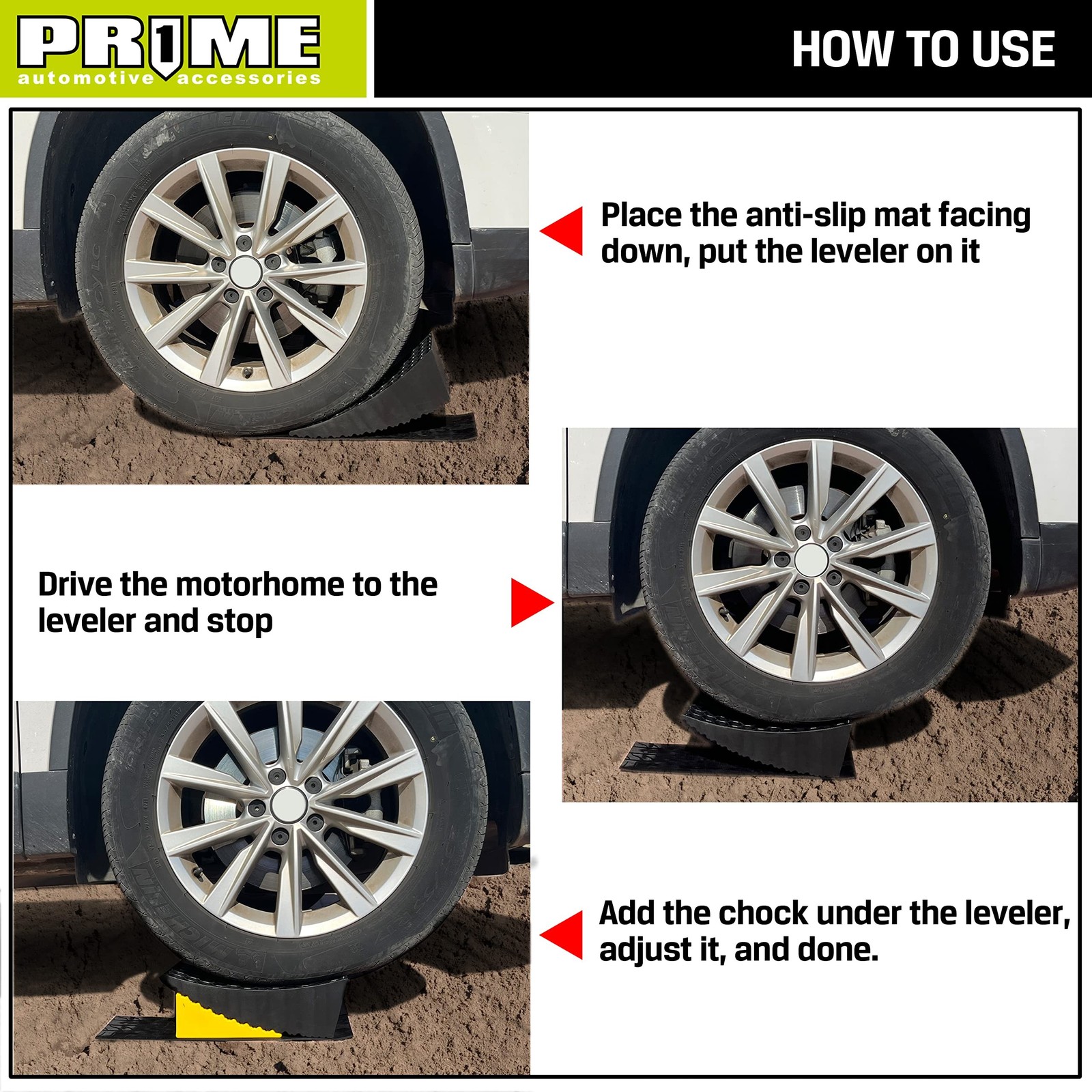 Prime 1 PR1ME Camper Leveler, 2 Pack RV Leveling Blocks, HDPE Curved Levelers…