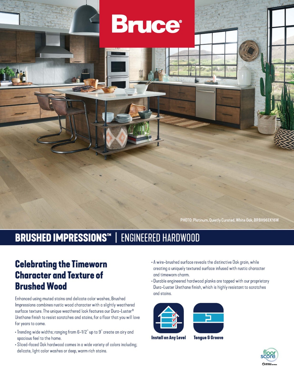 Bruce Hardwood Brushed Impressions BRBH75EK74W Fawn Grove 1/2″ x 7-1/2″