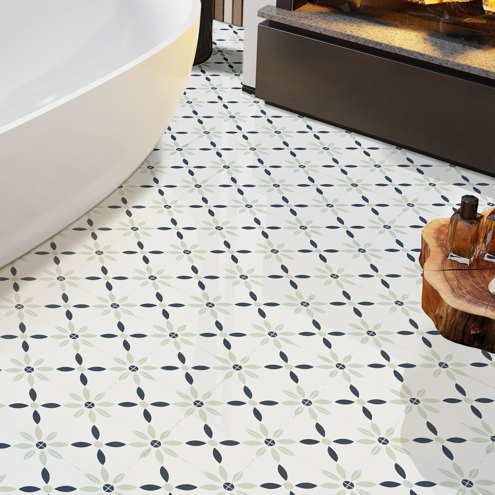 Ackland AKNPTAMA8X8M-CA Amara – 8″ x 8″ Porcelain Encaustic Floor – Akara