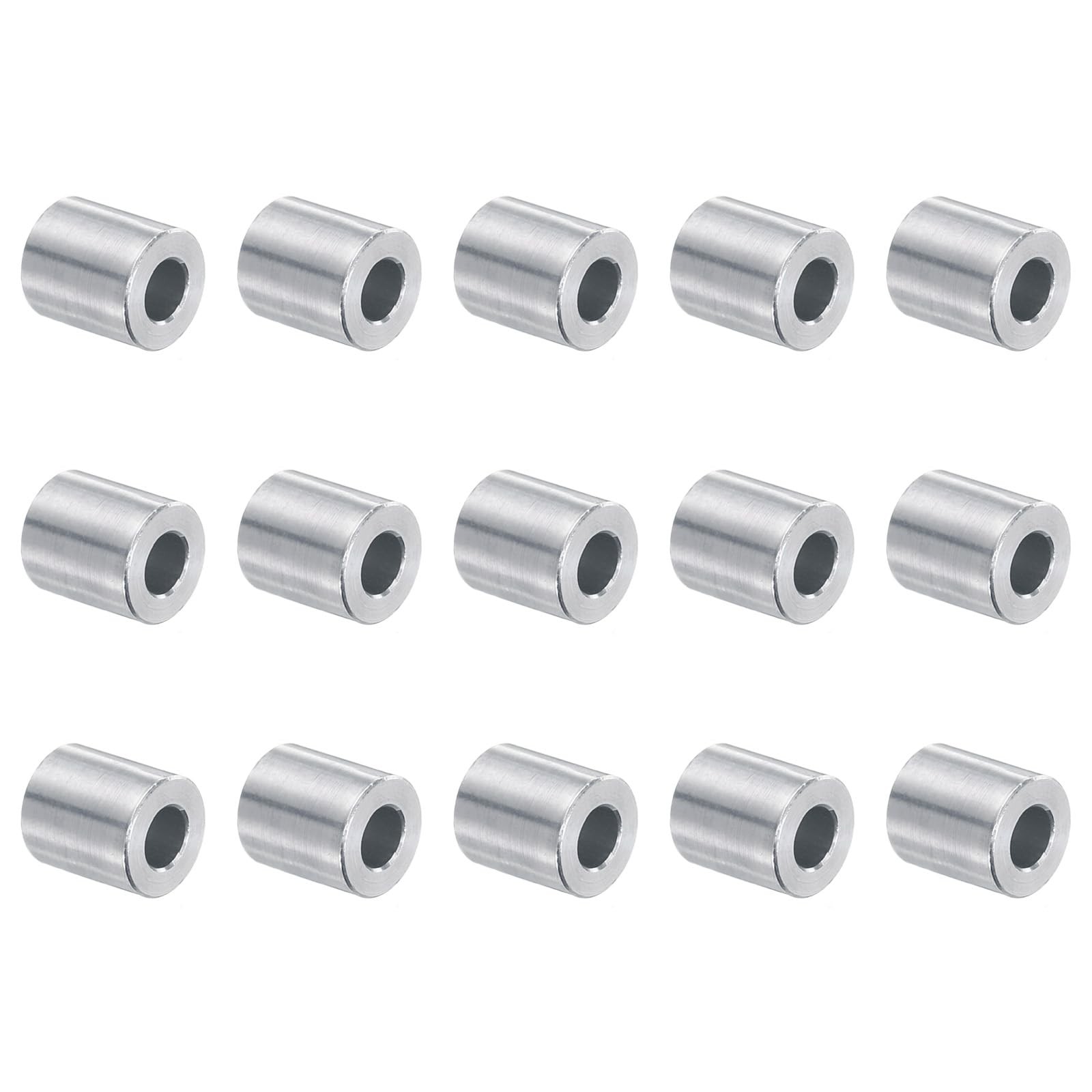uxcell 15pcs Aluminum Spacer 5mm Bore x 10mm OD x 12mm Length Silver tone