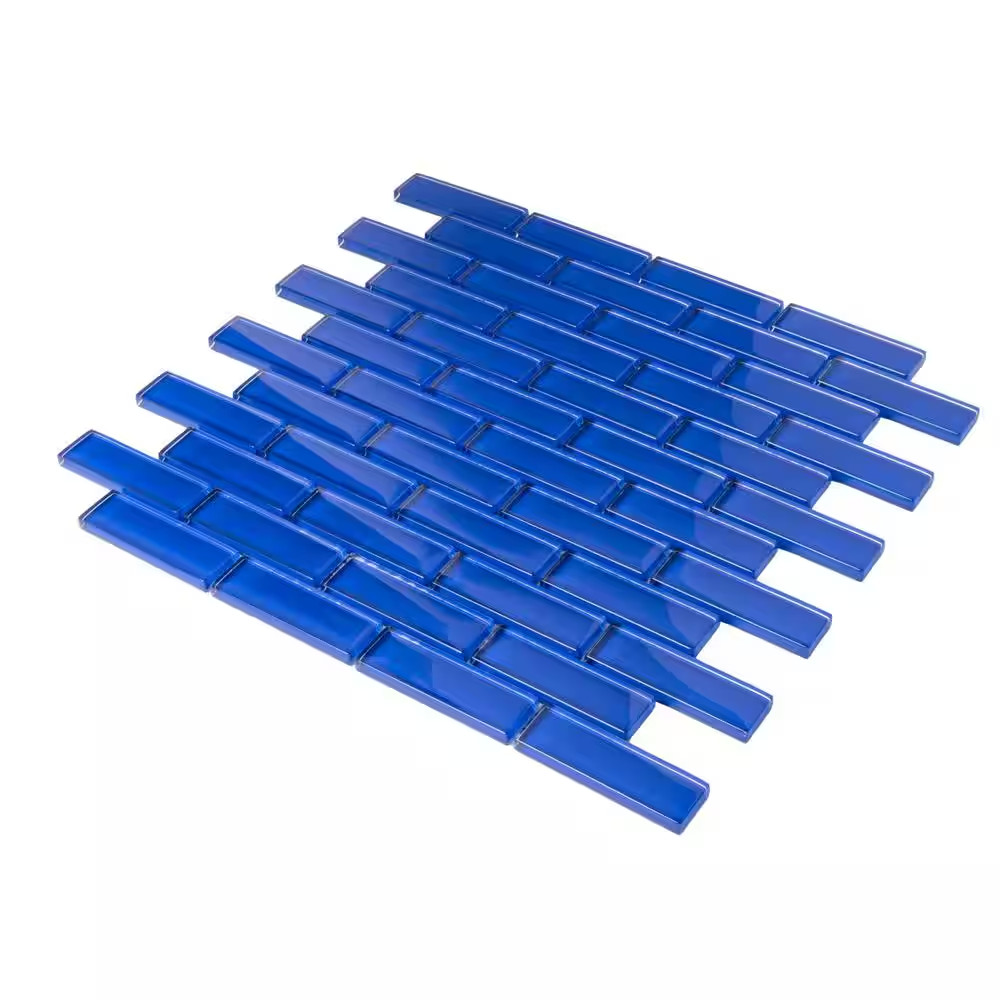 Cobalt Blue 11.9 In. X 11.9 In. Polished Glass Mosaic Tile (4.92 Sq. Ft./Case)