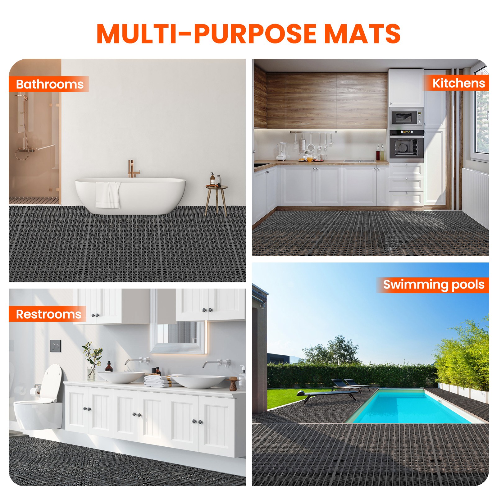 24/36/50 Pcs 12″x12″ PVC Interlocking Garage Floor Tiles Vented Water Drainage