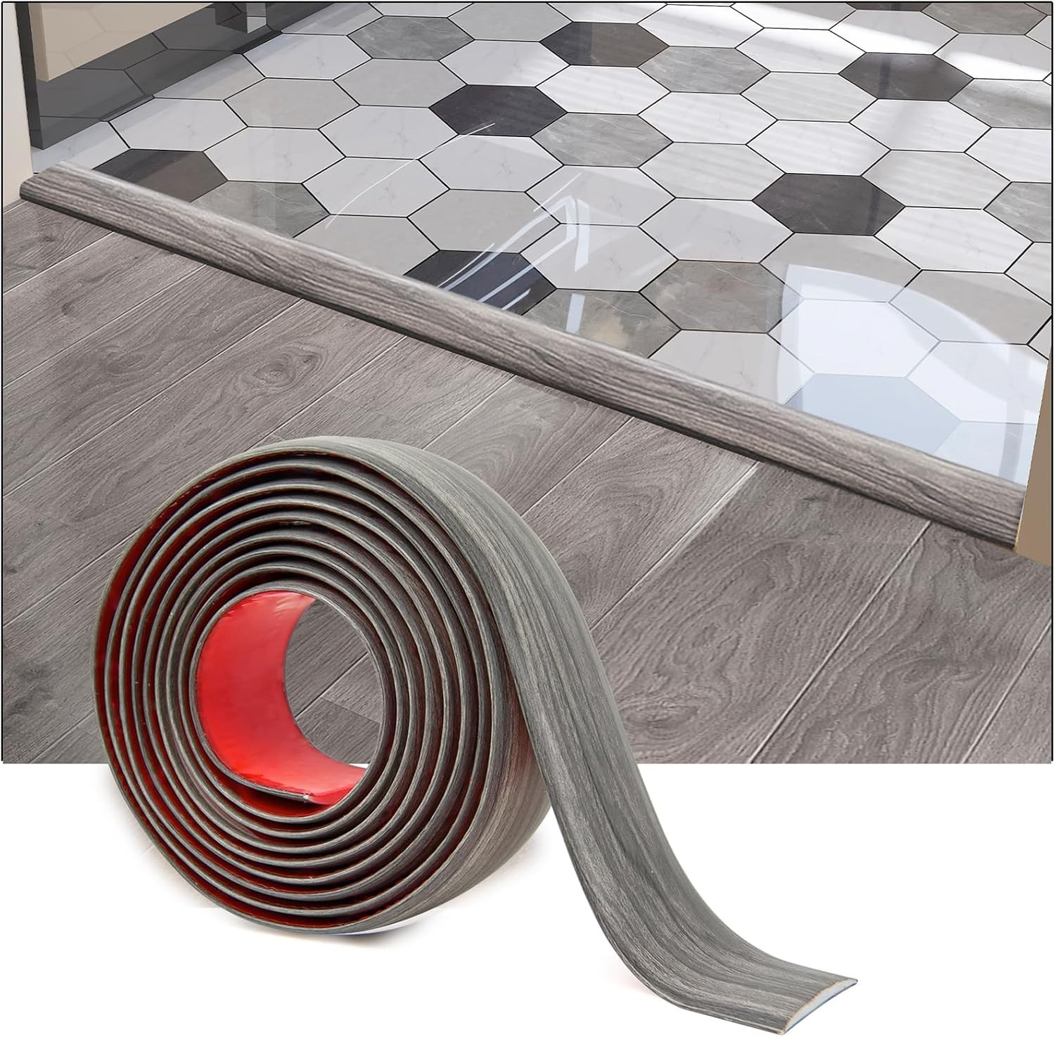 Multi-Surface Self-Adhesive Floor Transition Strip – 4FT Gray Vinyl Solution