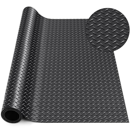 30 in × 5 ft Rubber Flooring Rolls Mats, 30 in x 5 ft Black Diamond Plate