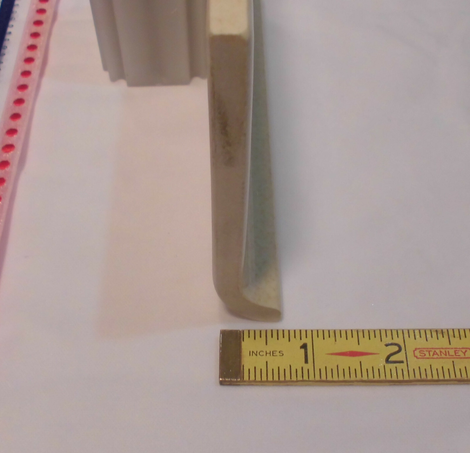 1 pc. Glossy *Oatmeal* 4” X 6” Ceramic Cove Base Tile by Mid-State, flat top
