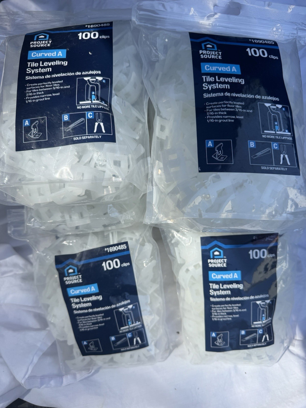 Project Source Curved A Tile Leveling System Clips 13 Bags 1,300ct Total