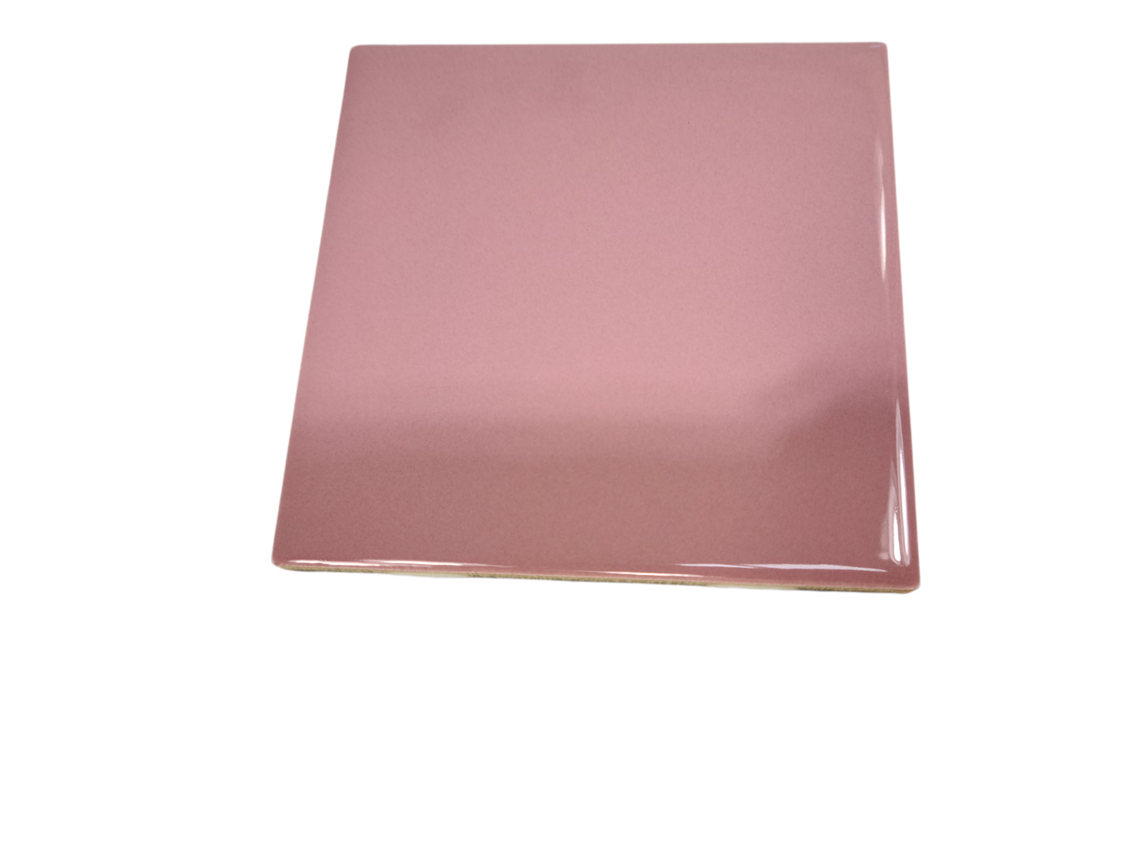 Carnation Pink Ceramic Tile 4.25 in Subway Square Mid Century Modern