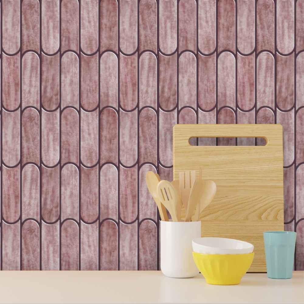 Mosaicowall Green Long Fish Scale peel and Stick Wall Tile For Kitchen-Style 60