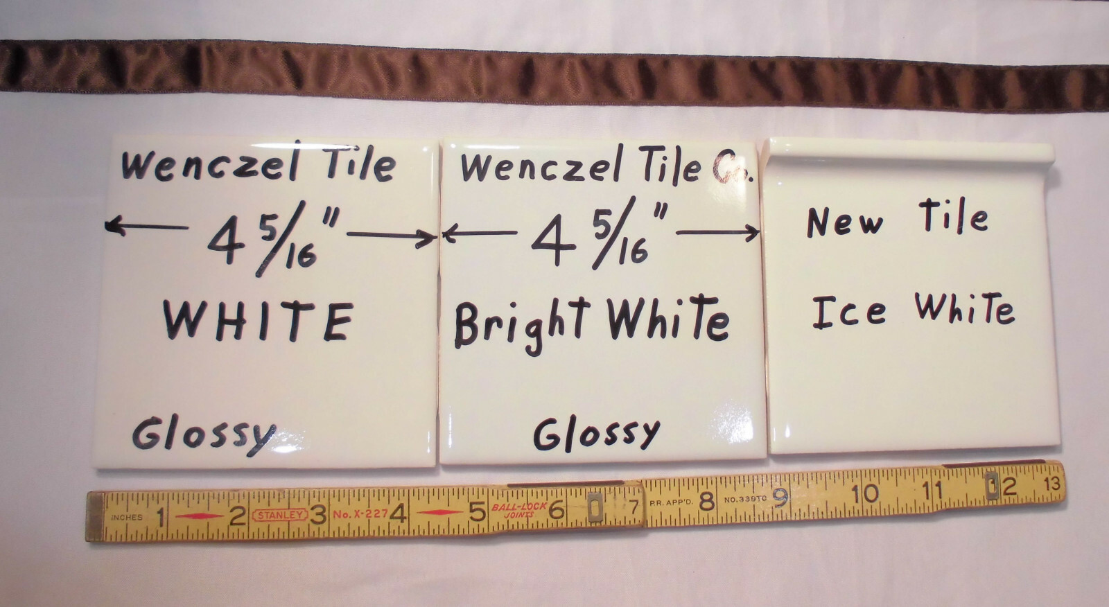 1 pc. Gloss White #300: 4-5/16″ Ceramic Tile by Wenczel Co. made 1960’s -1980’s