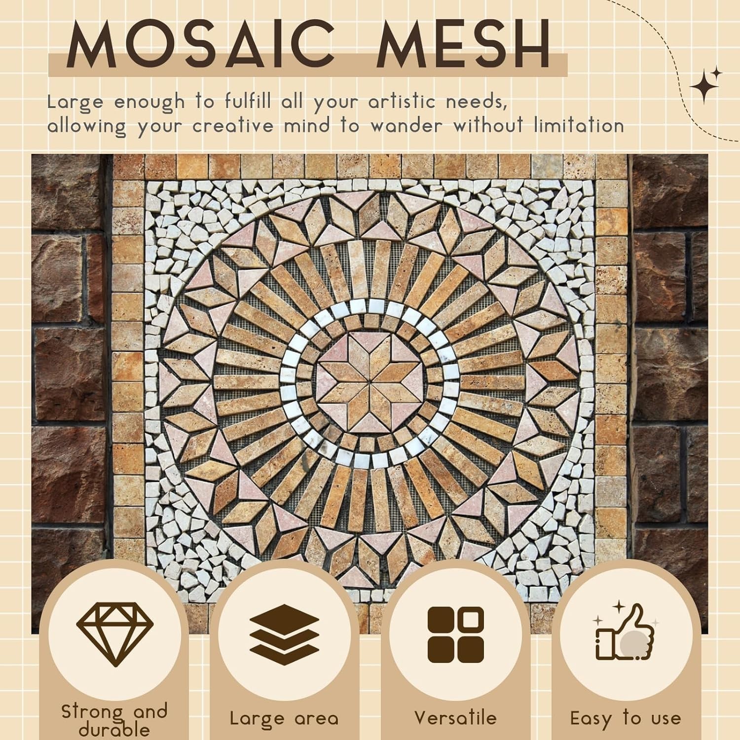 Mosaic Mesh for Back Mounted Tile Fiberglass Mosaic Mesh Backing Boast for Ti…