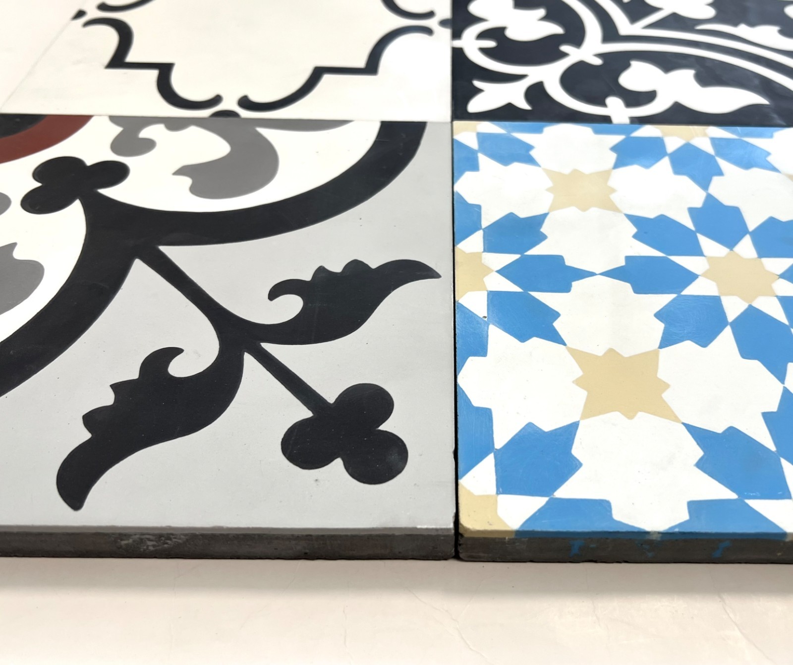 Patchwork 8×8 Geometric Handcrafted Encaustic Cement Floor Field Tile (BOX OF 4)