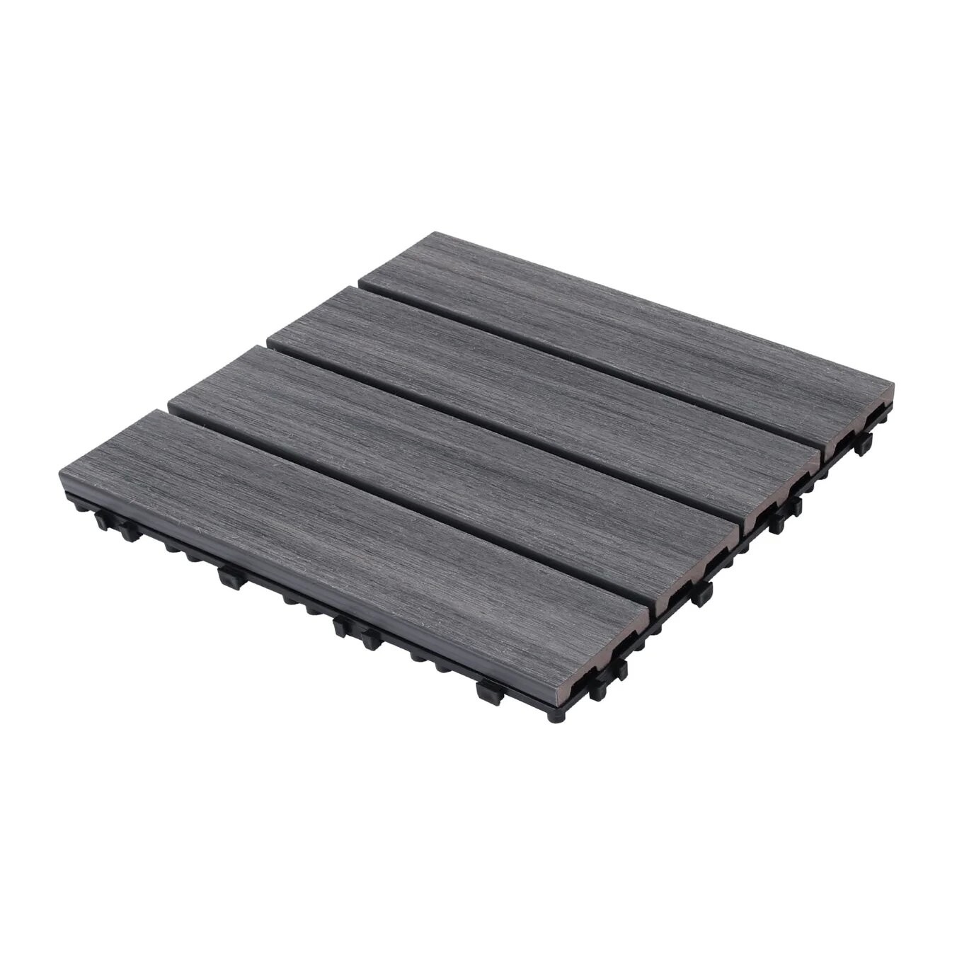 DIY interlocking deck tiles for wood-plastic composite patio decks