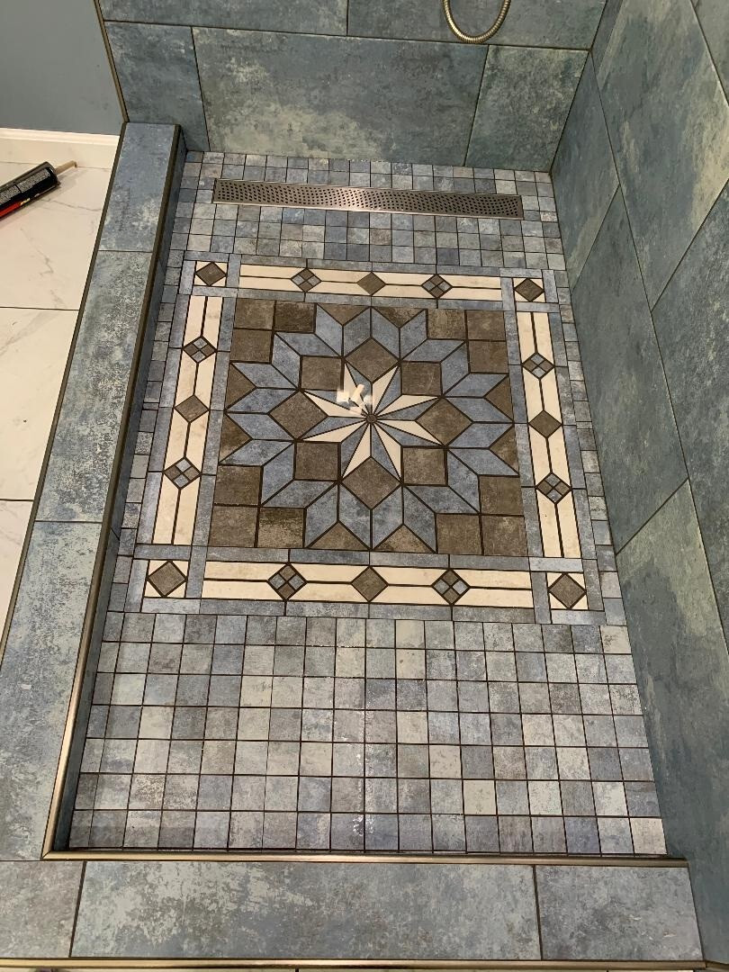 Custom made tile medallion & listello accents. Information Listing. Ebay store.