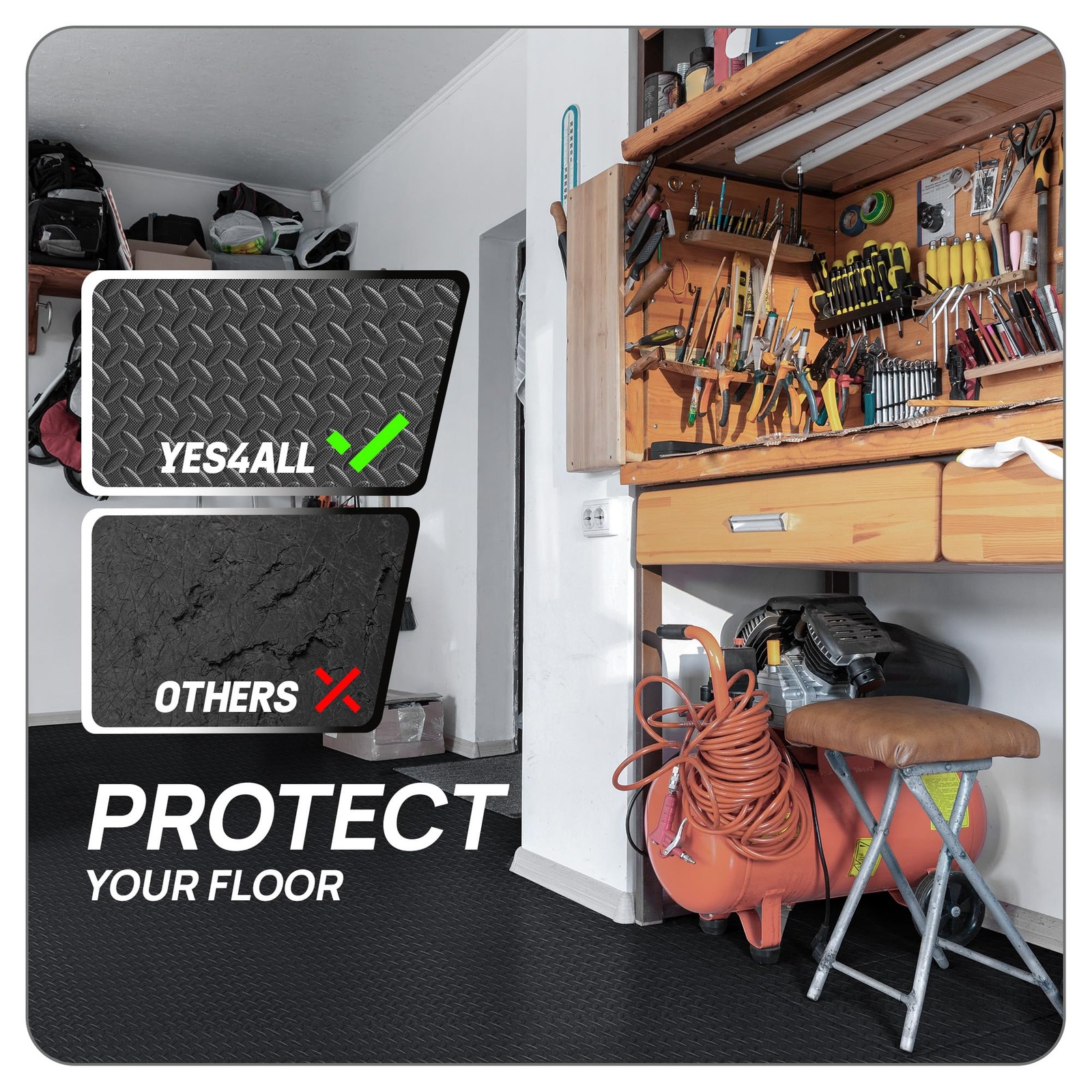 Yes4All EVA Interlocking Foam Floor Tiles 96 SQFT with Border
