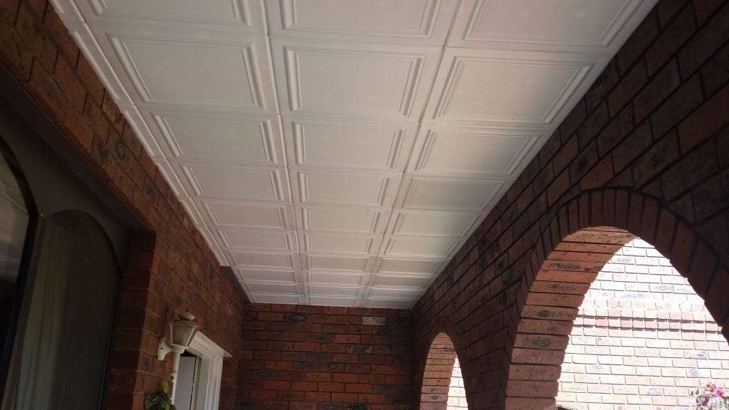 R24 Line Art Foam Glue-up Ceiling Tile 21.6 sq. ft./Case, Pack of 8, Plain White