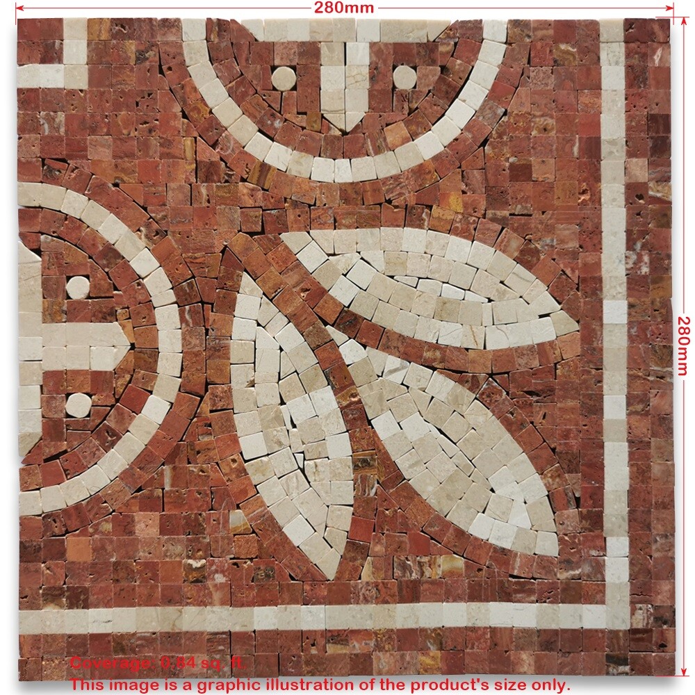 B0111CP Coral Carnelian 11×11 Marble Mosaic Border Corner Tile Polished