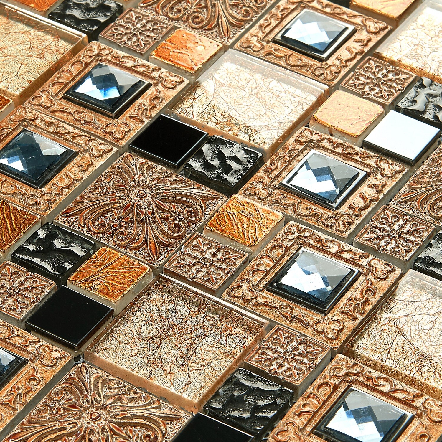 Simple Tile – Glass & Stone Mosaic Tile For Kitchen Backsplash, GM 8306-Pyramid
